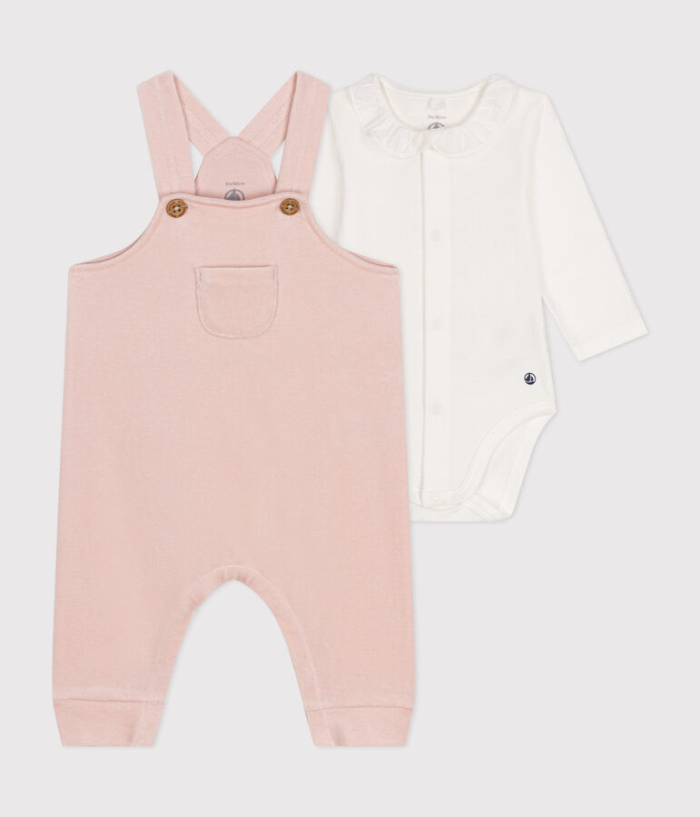 Babies' Velour Dungaree Outfit pink