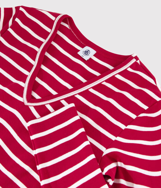 Women's iconic V-neck T-shirt TERKUIT red/MARSHMALLOW white