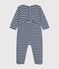 Babies' Stripy Tube Knit Pyjamas MEDIEVAL blue/MONTELIMAR