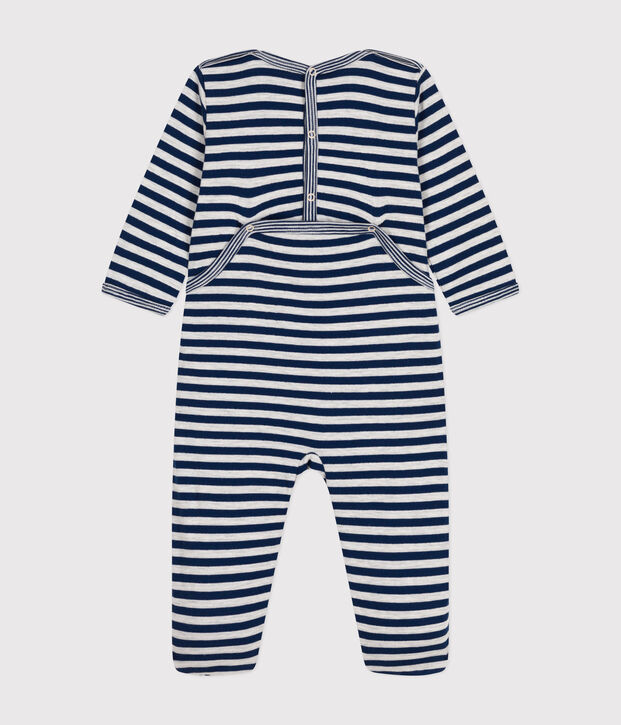 Babies' Stripy Tube Knit Pyjamas blue/beige
