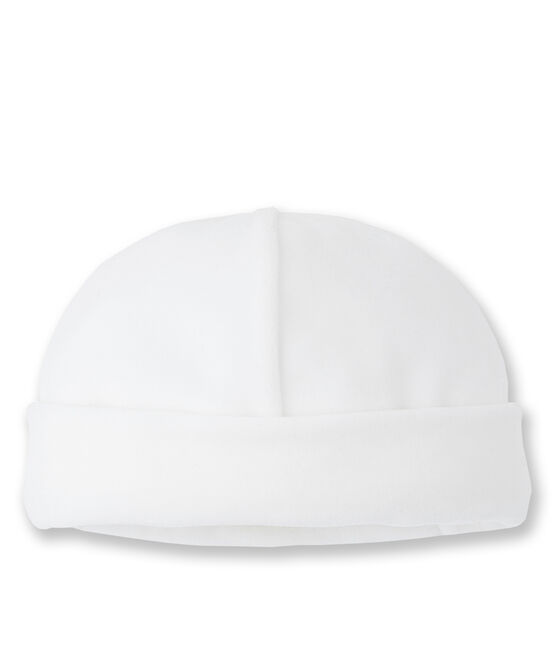Bonnet naissance bébé en velours Lait white