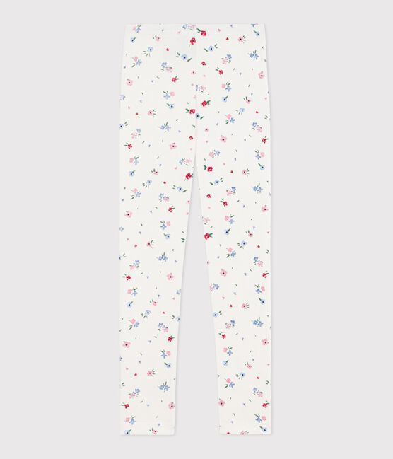 Children's floral print cotton leggings MARSHMALLOW white/MULTICO white