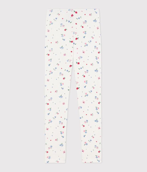 Children's floral print cotton leggings white/multicolor