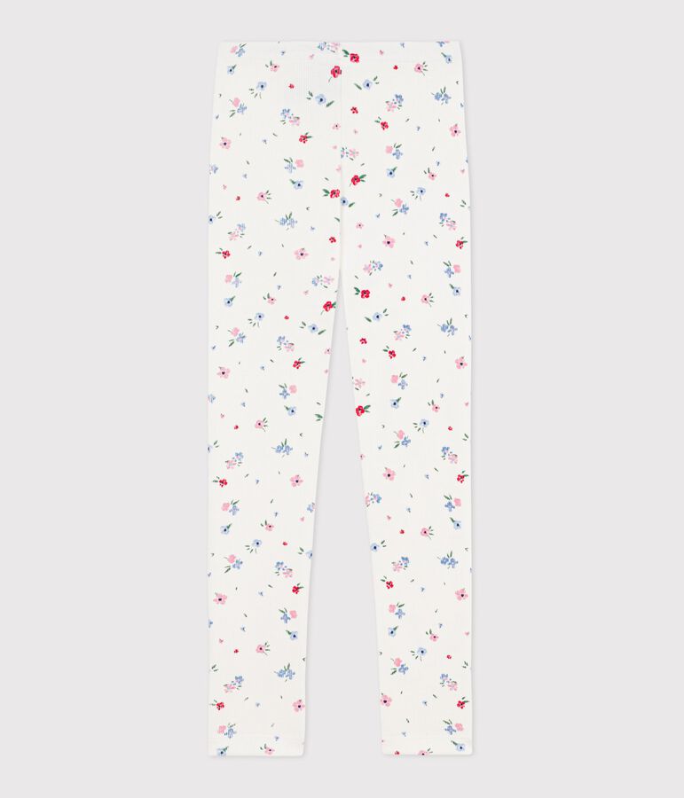 Children's floral print cotton leggings white/multicolor