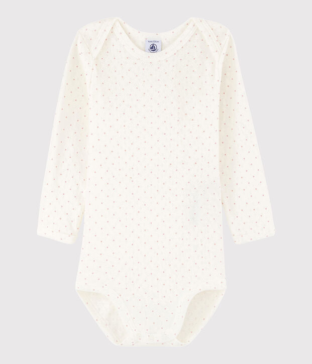 Baby Girls' Long-Sleeved Bodysuit white/pink