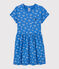 Girls' Short-Sleeved Cotton Dress BRASIER blue/MARSHMALLOW grey