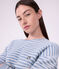 Women's stripy cotton terry pyjamas blue/ecru