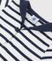 Babies' Thick Organic Jersey Dress With Open Collar MARSHMALLOW white/SMOKING blue