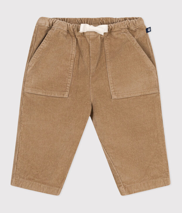 Babies' plain corduroy trousers beige