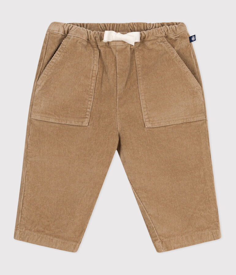Babies' plain corduroy trousers beige