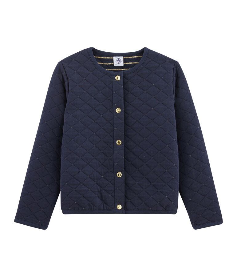 Girls' Tube Knit Cardigan blue/yellow