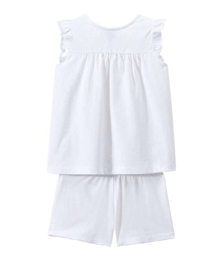 Girls' Fine Cotton short Pyjamas white
