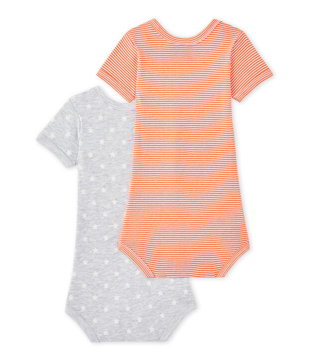 Set of 2 baby boys' short-sleeved bodysuits white