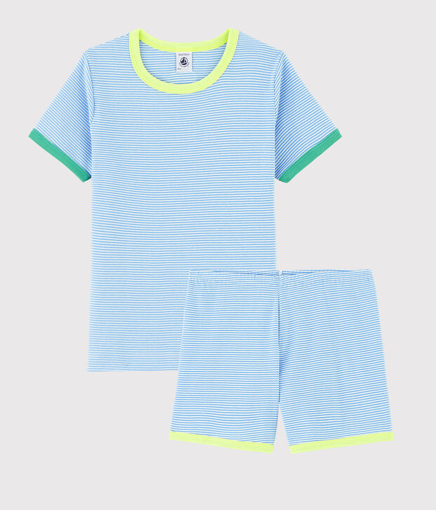 Unisex Ribbed Short Pyjamas blue/white