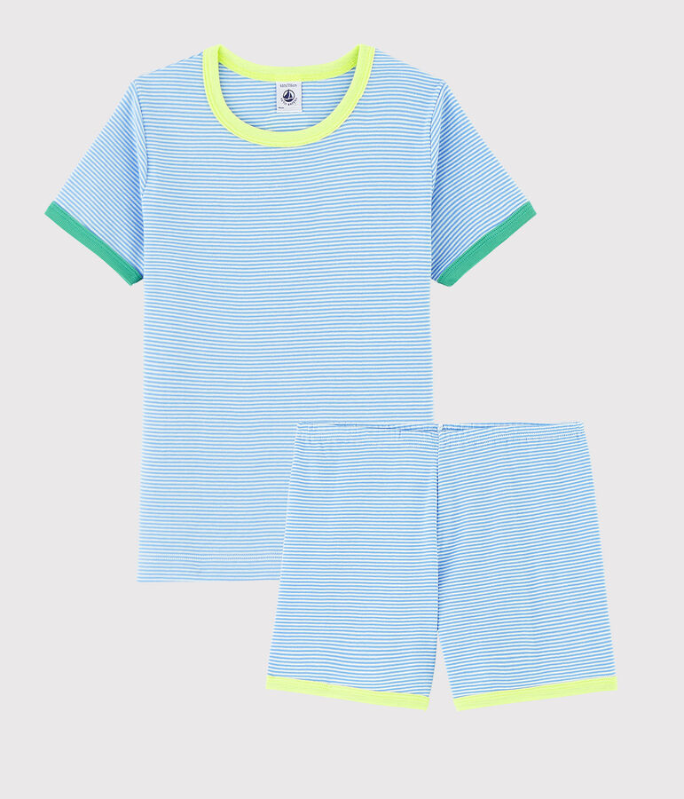 Unisex Ribbed Short Pyjamas blue/white