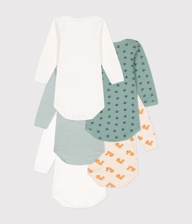 Babies' long-sleeved cotton bodysuits - 5-pack multicolor