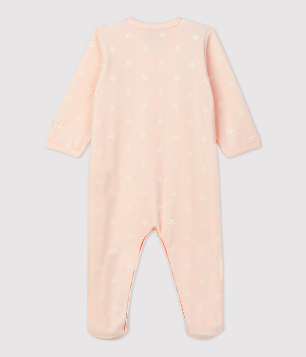 Babies' Velour Sleepsuit pink/white