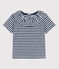 Babies' Striped Short-Sleeved Slub Jersey Blouse MEDIEVAL blue/MARSHMALLOW white
