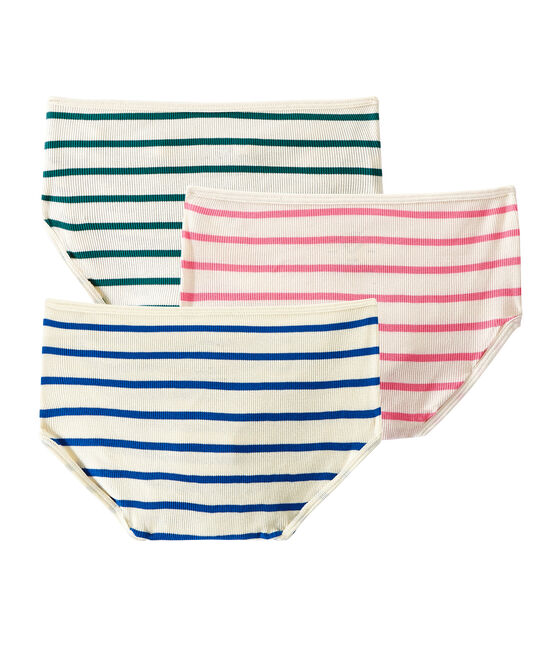 Set of 3 high 2x2 rib knickers woman . white