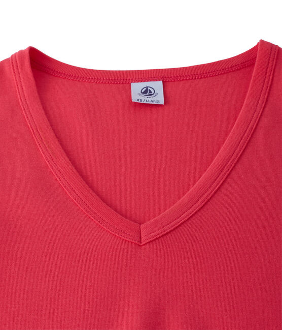 Women's original rib V-neck T-shirt GEISHA pink