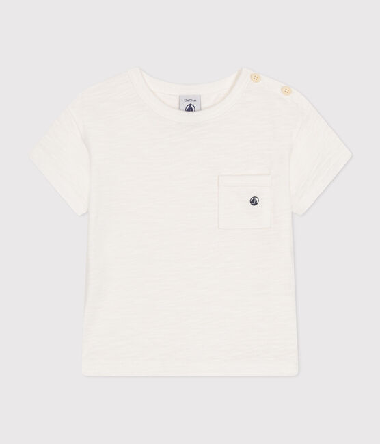 Babies' Short-Sleeved Slub Jersey T-Shirt MARSHMALLOW white