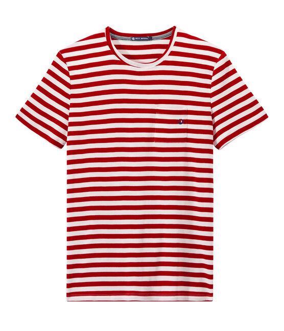 Men's two-tone striped tee TERKUIT red/MARSHMALLOW white