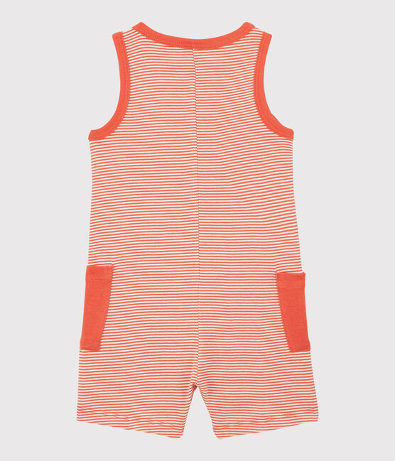 Baby Boys' Stripy Ribbed Playsuit OURSIN orange/MARSHMALLOW white
