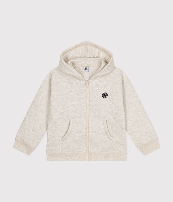 Children's unisex quilted tube knit zipped hoodie MONTELIMAR CHINE beige
