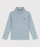 Children's Unisex Stripy Cotton Polo Neck ROVER blue/MARSHMALLOW white