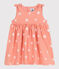Babies' sleeveless sunshine print cotton dress ABRICOT orange/MARSHMALLOW