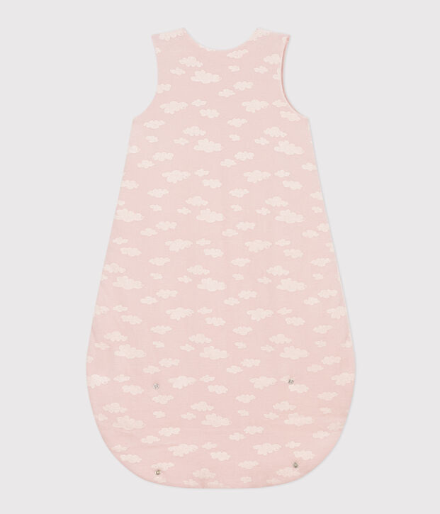 Babies' cloud themed 2 TOG velour sleeping bag pink/white