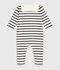 Babies' stripy velour pyjama suit white/blue