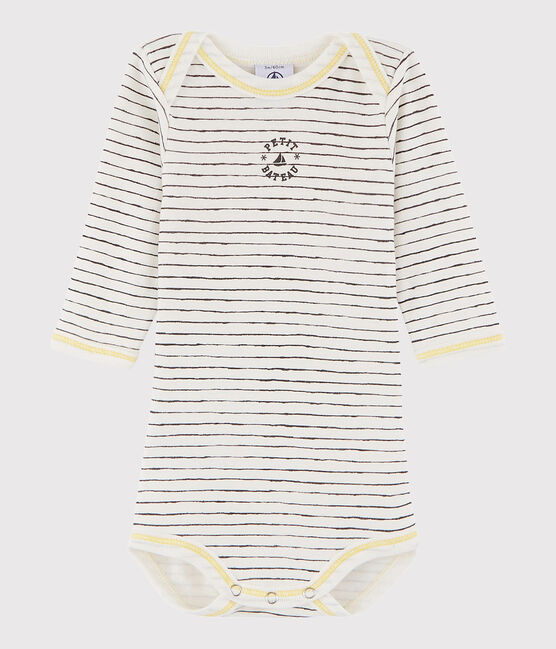 Baby Boys' Long-Sleeved Bodysuit MARSHMALLOW white/MAKI grey/MULTICO