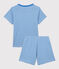 Boys' Stripy Cotton Short Pyjamas BRASIER blue/MARSHMALLOW grey
