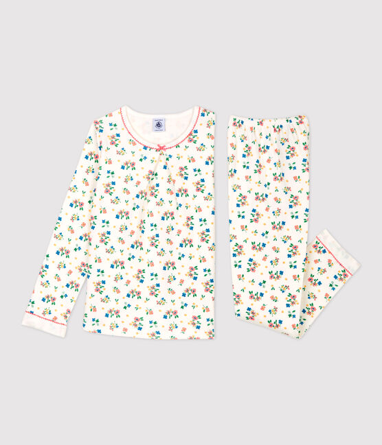 Girls' Floral Print Tube Knit Pyjamas MARSHMALLOW white/MULTICO white