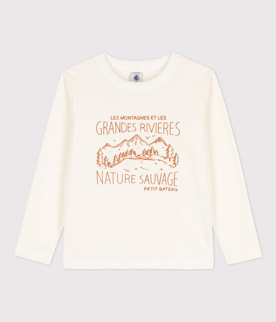 Boys' Long-Sleeved Print T-shirt MARSHMALLOW white