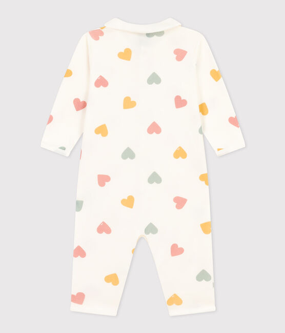 Babies' Multicoloured Heart Patterned Footless Cotton Pyjamas MARSHMALLOW white/MULTICO white