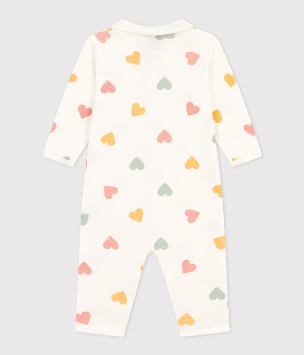 Babies' Multicoloured Heart Patterned Footless Cotton Pyjamas white/multicolor