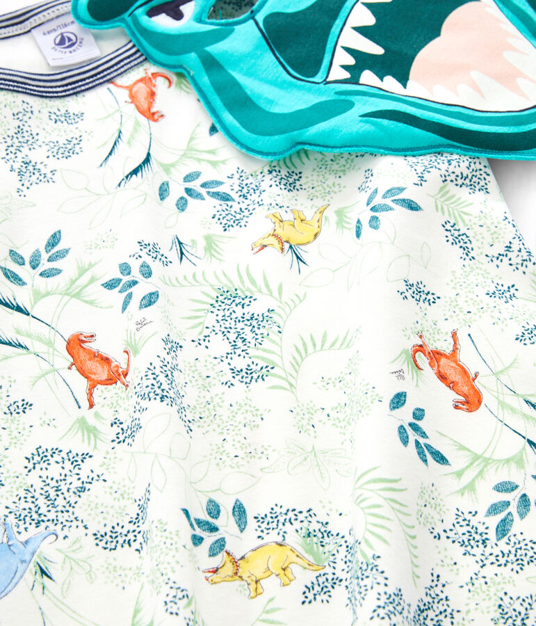 Boys' Short Pyjamas with Mask MARSHMALLOW white/MULTICO white