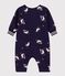 Babies' long seagull print cotton jumpsuit SOIR blue/MULTICO