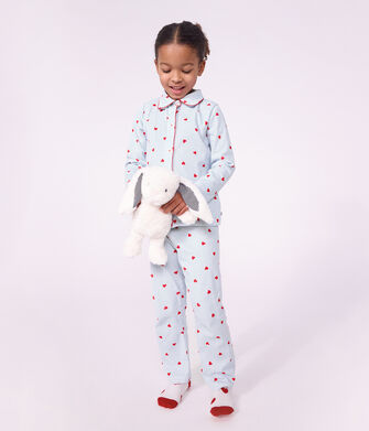 Children's buttoned heart pattern cotton pyjamas