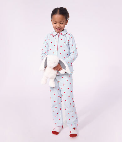 Children's buttoned heart pattern cotton pyjamas