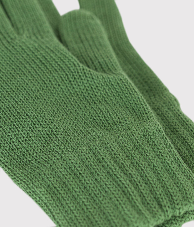Children's plain knitted gloves green