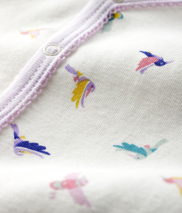 Baby Girls' Ribbed Sleepsuit with Detachable Feet white/multicolor