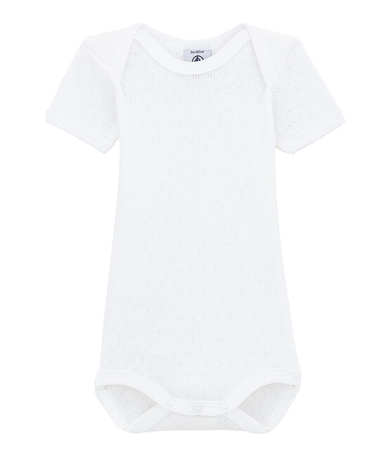 Set of 2 newborn baby short-sleeved unisex bodysuits LOT white