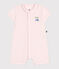 Babies' short cotton playsuit with a Peter Pan collar FLEUR pink