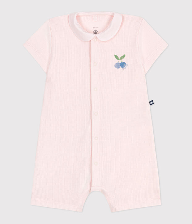 Babies' short cotton playsuit with a Peter Pan collar FLEUR