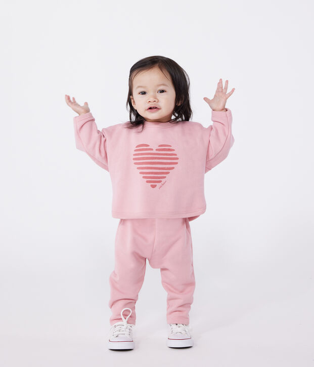 Plain cotton baby sweatshirt pink