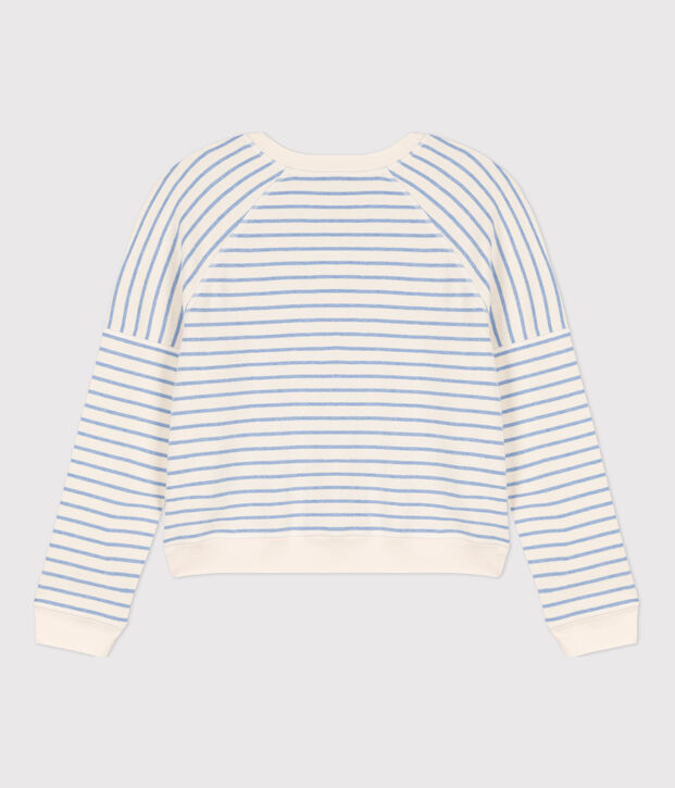 Women's Cotton Sweatshirt Ecru/blue