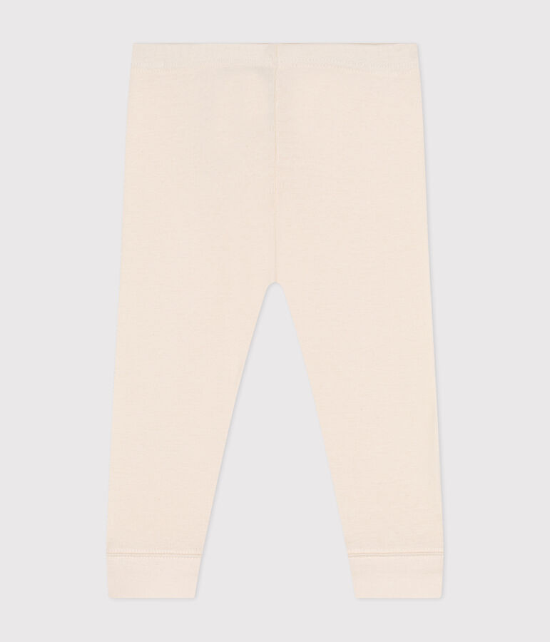 Babies' plain cotton leggings Ecru